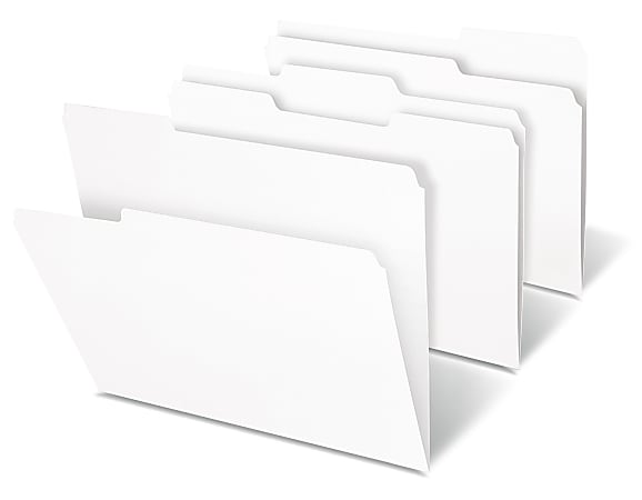 Office Depot® Brand File Folders, 1/3 Cut, Letter Size, White, Box Of 100 Folders