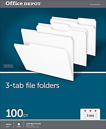 Office Depot Brand File Folders 13 Cut Letter Size White Box Of 100 ...