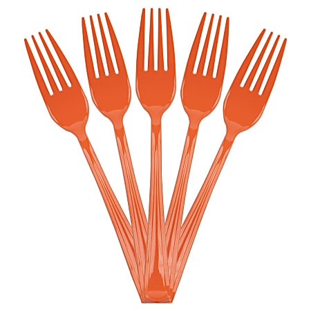 JAM PAPER Premium Utensils Party Pack, Plastic Forks, Orange, 48 Disposable Forks/Pack 