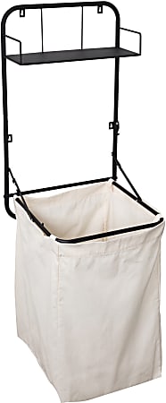 Honey Can Do Collapsible Wall-Mounted Clothes Hamper, 55” x 15”, Black/Walnut