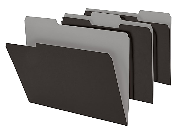 Office Depot® Brand File Folders, 1/3 Cut, Letter Size, Black, Box Of 100 Folders
