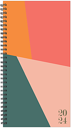 2024 Willow Creek Press Weekly/Monthly Spiral Pocket Planner, 6-1/2" x 4", Color Block, January To December
