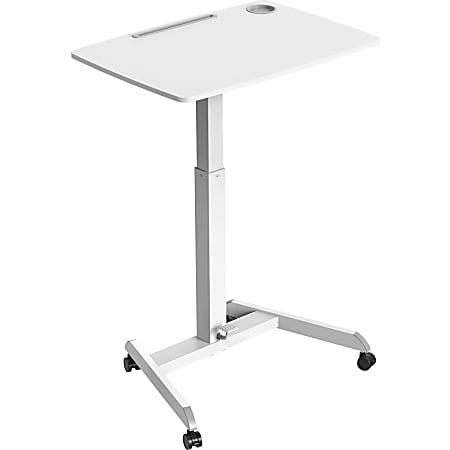 Kantek Adjustable Height Mobile Sit Stand Desk - Adjustable Height - 22" Table Top Length x 31.50" Table Top Width - 49" HeightAssembly Required - White - Melamine Top Material - 1 Each