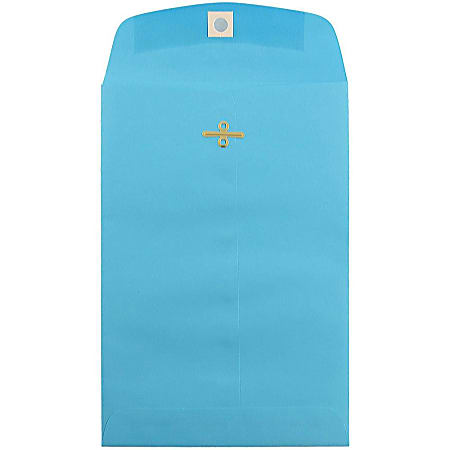 JAM Paper® Open-End 6" x 9" Catalog Envelopes, Clasp Closure, 30% Recycled, Blue, Pack Of 10
