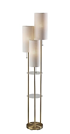 Adesso Trio Floor Lamp, 68”H, Cream Shade/Antique Brass