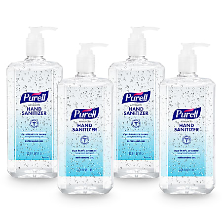 Purell&reg; Advanced Refreshing Gel Hand Sanitizer, 33.8 Oz, Clean Scent, Case Of 4 Bottles