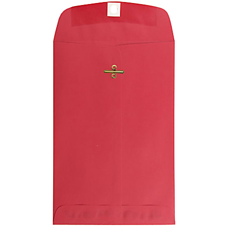 JAM Paper® Open-End 6" x 9" Catalog Envelopes, Clasp Closure, 30% Recycled, Red, Pack Of 10