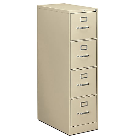 HON® 310 26-1/2"D Vertical 4-Drawer Letter-Size File Cabinet, Metal, Putty
