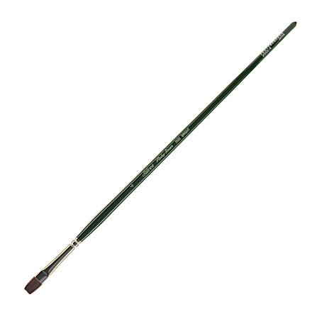 Silver Brush Ruby Satin Series Long-Handle Paint Brush 2502, Size 4, Bright Bristle, Synthetic, Green