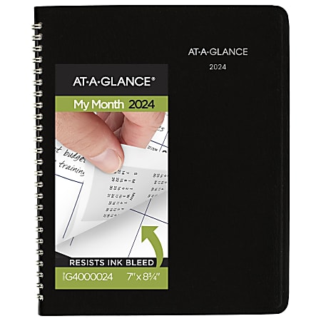 2024 AT-A-GLANCE® DayMinder Monthly Planner, 7" x 8-3/4", Black, January To December 2024, G40000