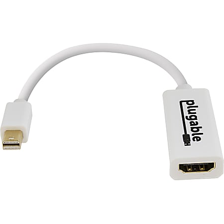 Plugable Mini DisplayPort Thunderbolt 2 to HDMI Adapter Supports Mac Windows Linux and Displays up to 4K 3840x216030Hz Passive Driverless Office Depot
