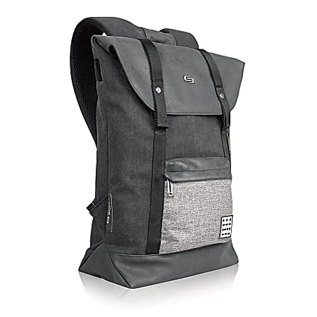 Solo Momentum Backpack With 15.6" Laptop Pocket, Front Flap Closure, Black/Gray