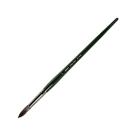 Silver Brush Ruby Satin Series Long-Handle Paint Brush 2500, Size 12, Round Bristle, Synthetic, Green