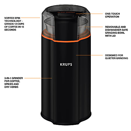 KRUPS Silent Vortex 12 Cup Coffee Grinder Black - ODP