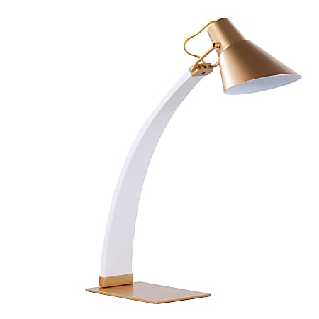 LumiSource Noah Contemporary Table Lamp, 20”H, White/Gold