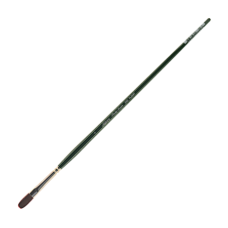 Silver Brush Ruby Satin Series Long-Handle Paint Brush 2503, Size 4, Filbert Bristle, Synthetic, Green