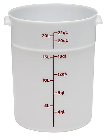Cambro Poly Round Food Storage Containers, 22 Qt, White, Pack Of 6 Containers