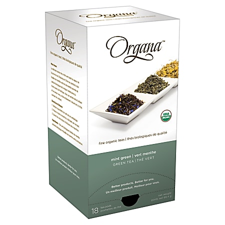 Organa™ Mint Green Tea Single-Serve Pods, 2.8 Oz, Box Of 18