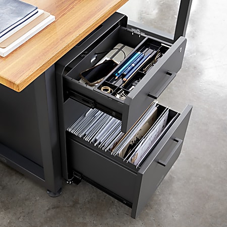 VARIDESK Slim FileCabinet for Office Storage with Three Drawers, Charcoal-Grey