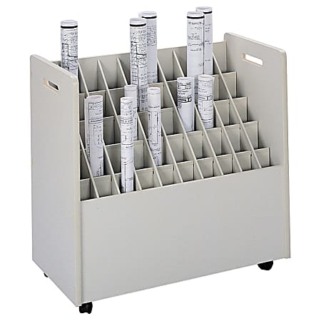 Safco® Mobile Roll File, 50 Compartments, 2 3/4" Tubes