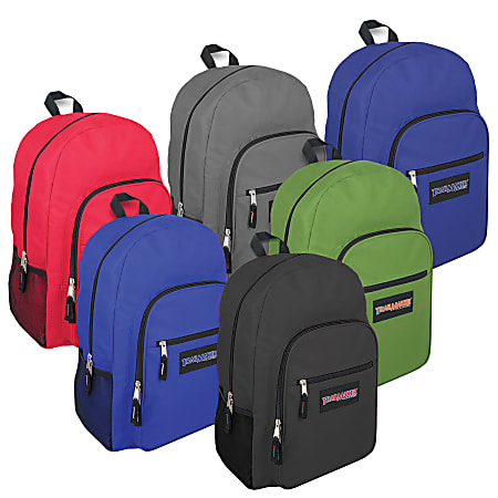 Trailmaker Boys' Deluxe Backpacks, Assorted Colors, Case Of 24 Backpacks