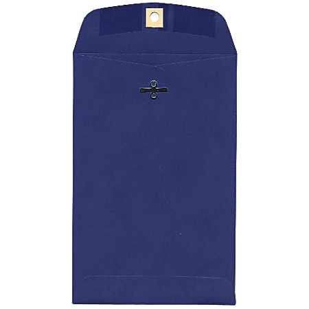 JAM Paper® Open-End 6" x 9" Catalog Envelopes, Clasp Closure, Presidential Blue, Pack Of 10