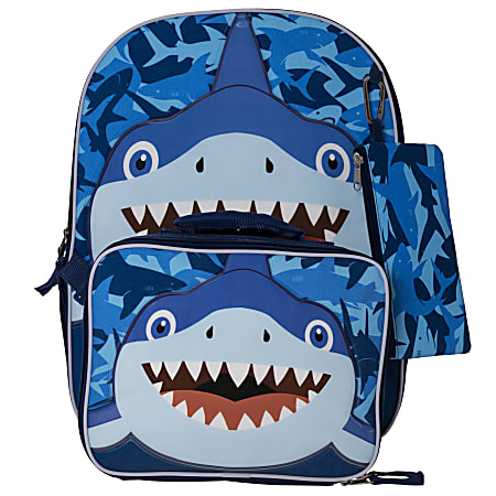 Accessory Innovations Shark Bite 3-Piece Backpack Set, Blue