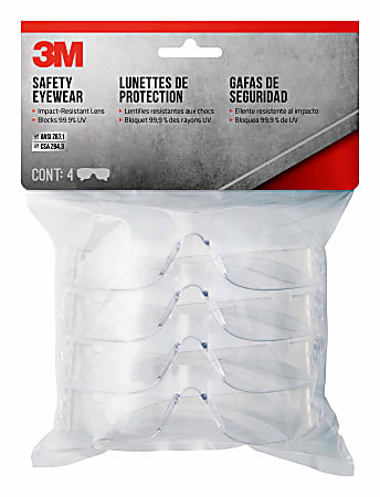 3M™ Safety Eyewear Anti-Scratch, 90953H4-DC, Clear, Clear Lens, 4 per Pack
