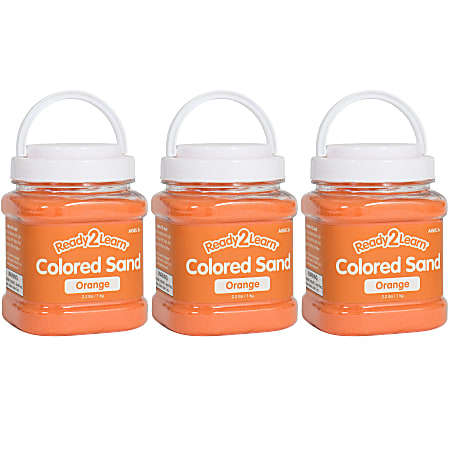 Ready 2 Learn Colored Sand Jars, 2.2 Lb, Orange, Pack Of 3 Jars