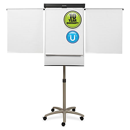Quartet® Compass Mobile Magnetic Dry-Erase Whiteboard/Flipchart Presentation Easel, 3' x 2', Metal Frame With Graphite Finish