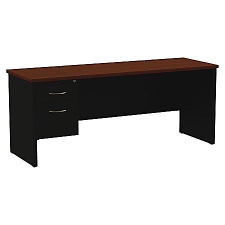 WorkPro® Modular 72"W x 24"D Left Pedestal Desk, Black/Walnut