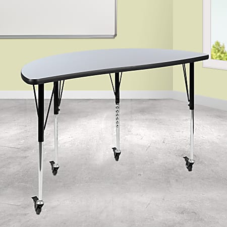 Flash Furniture Mobile Half Circle Wave Flexible Collaborative Thermal Laminate Activity Table, 30"H x 47-1/2"W x 24"D, Gray - XUA48HCIRCGYTAC