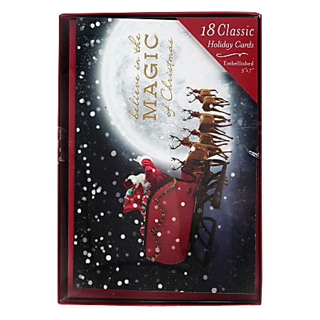 Markings by C.R. Gibson® Holiday Cards With Envelopes, 5" x 7", Believe In The Magic Santa, Pack Of 18