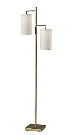 Adesso Matilda LED Tree Lamp With Smart Switch, 67"H, White/Antique Brass