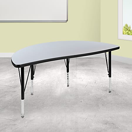 Flash Furniture 47-1/2" Half Circle Wave Flexible Collaborative Thermal Laminate Activity Table, Gray