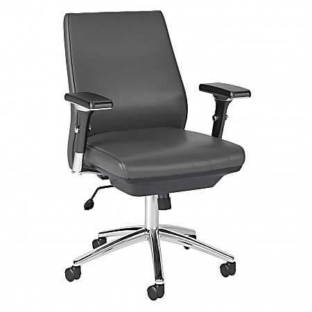 Bush® Business Furniture Metropolis Mid-Back Leather Executive Office Chair, Dark Gray, Standard Delivery
