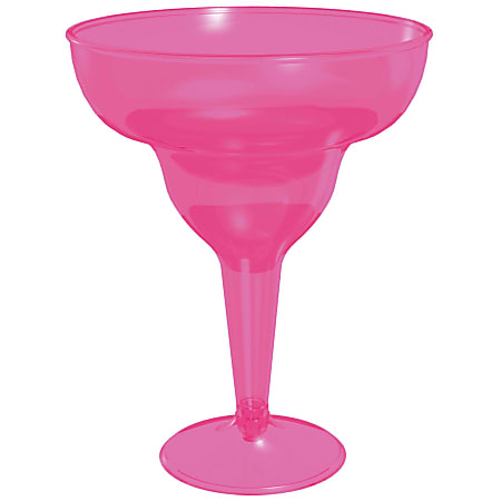 Amscan Summer Luau Plastic Margarita Glasses, 20 Oz, Pink, Pack Of 20 Glasses
