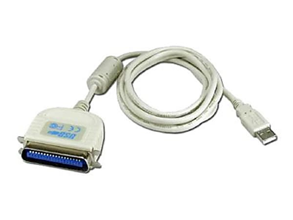 QVS 6ft USB to IEEE1284 Parallel Printer Bi-directional Adaptor Cable - 6" Parallel/USB Data Transfer Cable for Printer - First End: 1 x Type A Male USB - Second End: 1 x 36-pin Centronics Male Parallel - 12 Mbit/s - Black