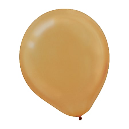 Amscan Pearlized Latex Balloons, 12", Gold, Pack Of