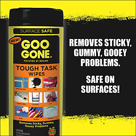 Goo Gone Tough Task Wipes Wipe 24 Canister 4 Carton White - Office