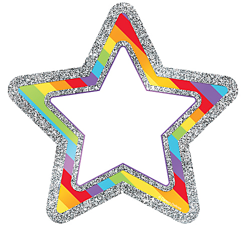 Carson-Dellosa Sparkle And Shine Single Cut-Outs, Rainbow Glitter Stars, 8"H x 6 1/4"W x 1/2"D, Pack Of 36 Cut-Outs