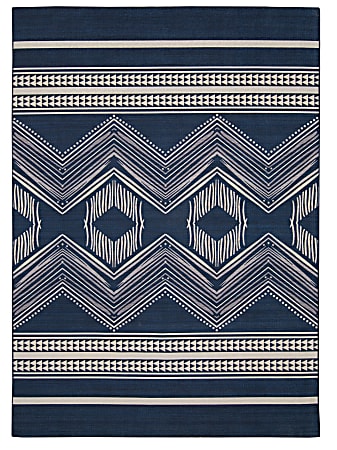 Linon Washable Outdoor Area Rug, Perilli, 3' x 5', Navy/Ivory