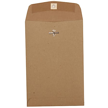 JAM Paper® Open-End Manila Catalog Envelopes With Clasp Closure, 6" x 9", Brown Kraft, Pack Of 10