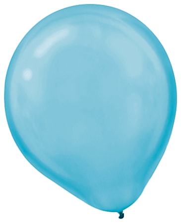 Amscan Pearlized Latex Balloons, 12", Caribbean Blue, Pack Of 72 Balloons, Set Of 2 Packs