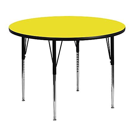 Flash Furniture 48" Round HP Laminate Activity Table With Standard Height-Adjustable Legs, Yellow
