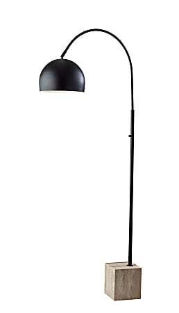 Adesso Wilder Arc Lamp, 77"H, Black/Travertine