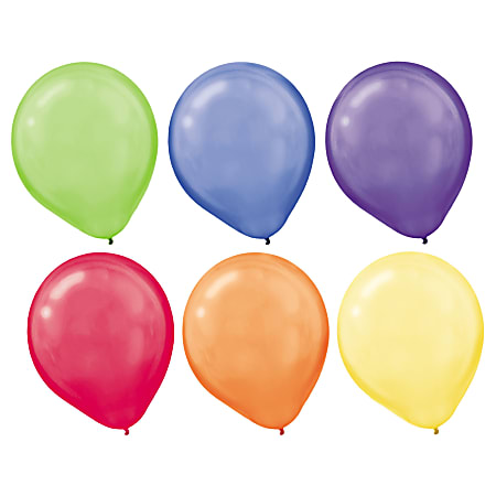 Amscan Pearlized Latex Balloons, 12", Assorted Colors, Pack