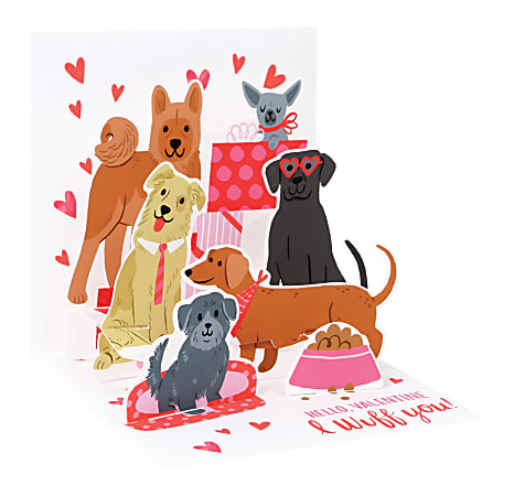 Up With Paper Valentine's Day Pop-Up Greeting Card With Envelope, 5 1/4" x 5 1/4", I Wuff You