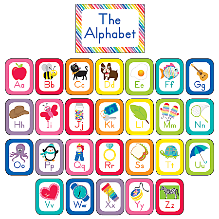 Schoolgirl Style Just Teach Bulletin Board Set, Alphabet Cards, Pre-K - Grade 2, Pack Of 27