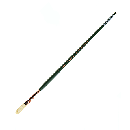 Silver Brush Grand Prix Paint Brush Series 1027, Size 4, Filbert Extra Long Bristle, Hog Hair, Green